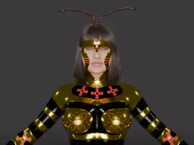 Queen Bee Superhero Game-Ready 3D Character Low-poly 3D model