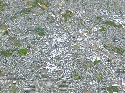 Wolverhampton United Kingdom 30km Low-poly 3D model