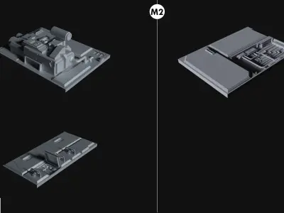 Sci-Fi Wall Panels Kit  - 21 Parts - Props 3D model