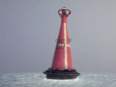 Buoy River RB-6-01 Right Danger Mark Low-poly 3D model