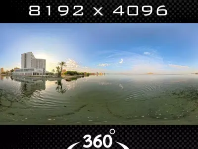 Modern Coastal Resort HDRI at Sunrise Low-poly 3D model