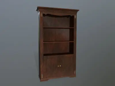 Cupboard 5 wooden bookcase Low-poly 3D model