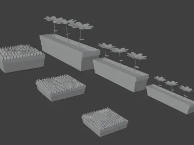 Flowers and grass low polly asset pack Low-poly 3D model