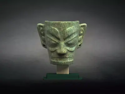 Sanxingdui ancient sacrificial mask civilization bronze  3D model