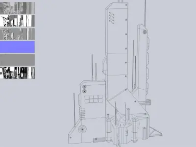 Futuristic building Low-poly 3D model 6