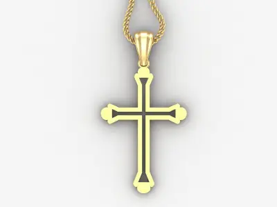 High Cross Pendant Light Gold 18K 4CP041 3D print model