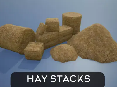 Lowpoly Hay Stacks Low-poly 3D model