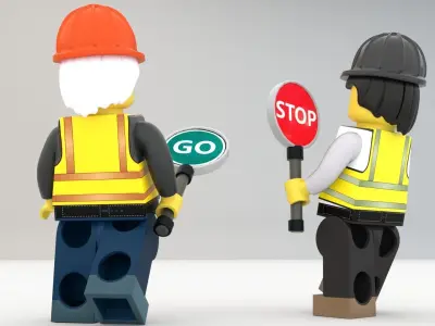 Lego woman workers with tools  3D model
