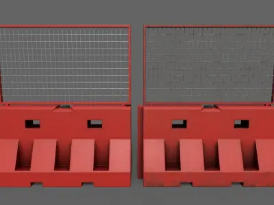 PBR Traffic Barrier Red Low-poly 3D model