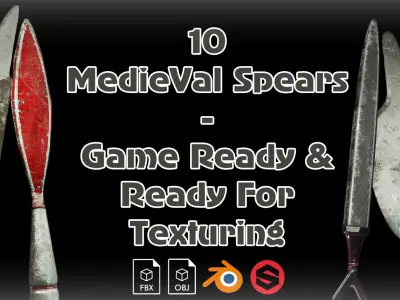 10 MedieVal Spears - LowPoly And Ready For Texturing