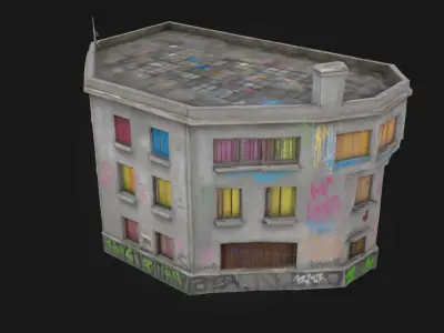 Graffiti Abode  Urban Shelter with Rebellious Flair 3D model