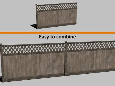Fence Wood Full Pack Low-poly 3D model