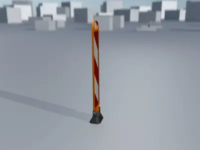 White and Red Road Traffic Barrier - Part 12 -  Low-poly 3D model