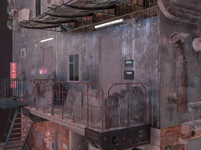 Cyberpunk house  Low-poly 3D model