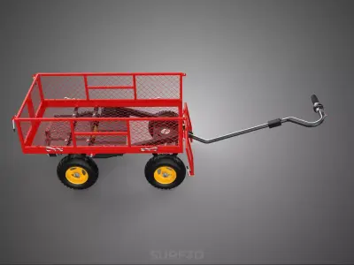 ELECTRIC BATTERY POWERED MESH GARDEN CART TROLLEY WAGON TRAILER 3D model