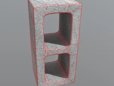 Cinderblock concrete block Low-poly 3D model
