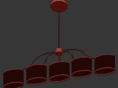 Newport four light chandelier with clear glass shades 3D model