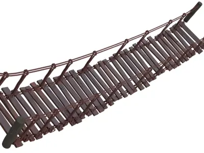 LowPoly Rustic Wooden Rope Bridge Free low-poly 3D model