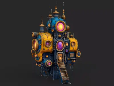 Steampunk Machine High Detail 3D model