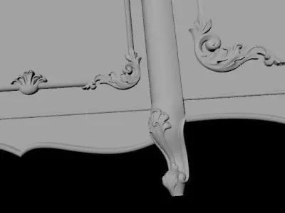 closet ornate cabinet with gold trim 3D model