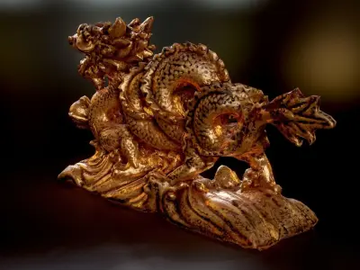 Statue dragon Low-poly 3D model