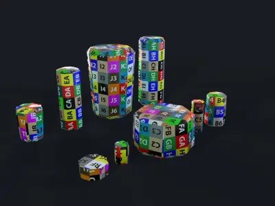 Crystals Cyl 8 pcs  Low-poly 3D model