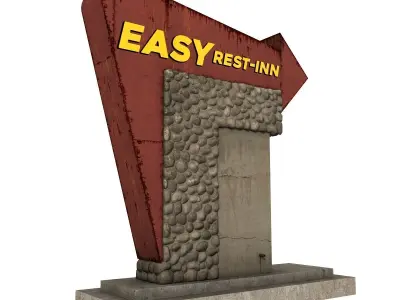 Motel Sign Low-poly 3D model