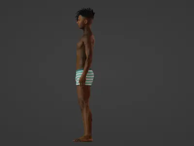 Realistic 3D Model of a Young Dark-Skinned Athlete 3D model