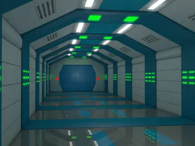 Sci Fi Corridor  Low-poly 3D model 2