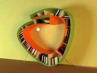 Creative book shelf with lamp Free 3D model