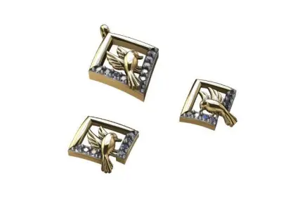 084 - Bird Pendant Set for Women 3D print model