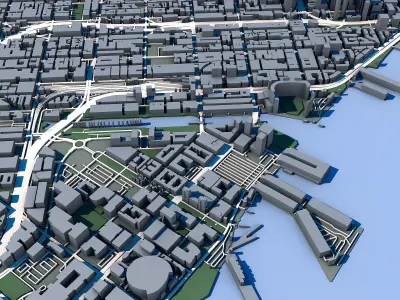 San Francisco Cityscape Golden Gate Bridge Bay Area Skyline  3D model