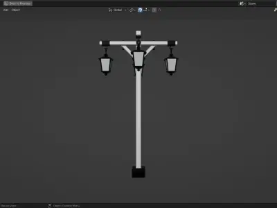Basic Lamp Post - 4 Sided -  3D model
