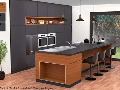 modern kitchen 3d model Low-poly 3D model