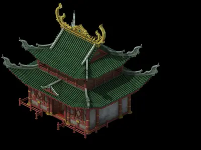 Game Building - Yan overlooking the house 02 3D model