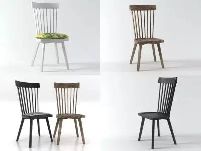 Gray four different chairs 3D model