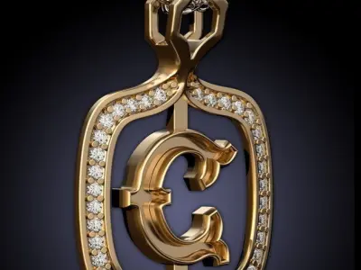 C Letter pendant  3D print model purchase