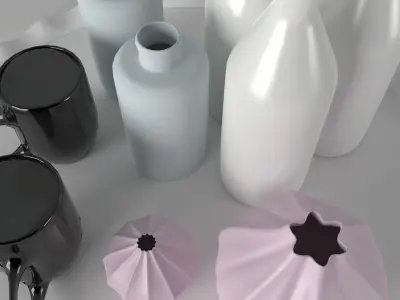 Vases Collection on tray 3D model