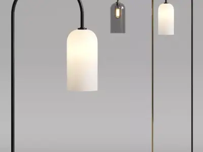 Pottery Barn Claremont Milk Glass and Clear Cylinder Floor Lamps 3D model