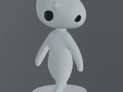 Kodama 3 figurine with eyes 3D print model