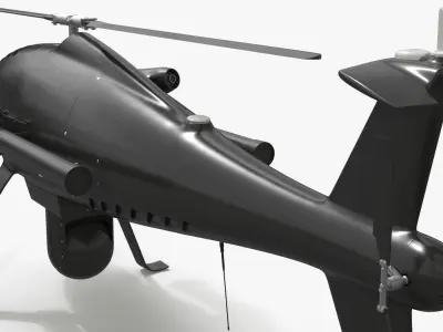  Covert Surveillance Helicopter Drone Black Rigged for Maya 