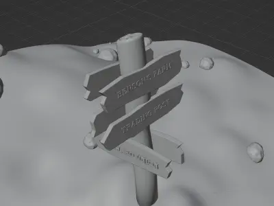 Wooden direction sign 3D model