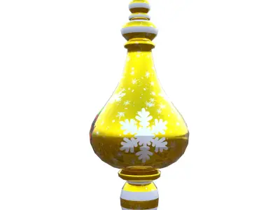 Charming Elf Holiday Golden Bauble 3D Model PBR Low Poly Low-poly 3D model