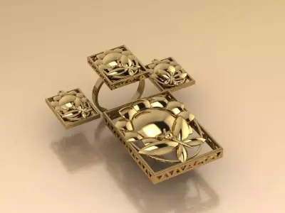 The Floral Lattice Suite Half-Set jewelry 3D model - for her 3D print model