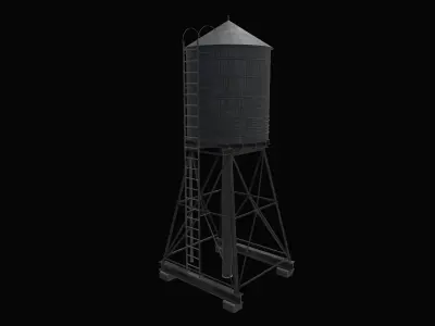 Water Tank Low-poly 3D model 10