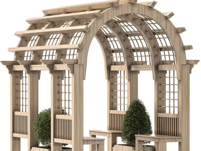 Wooden Garden Arbor 03 3D model