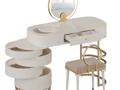 Modern Makeup Vanity Table Set with Swivel Cabinet 3D model