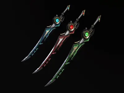 Sci-Fi Sword - UNTEXTURED Game Asset for VR AR Games Renders Low-poly 3D model