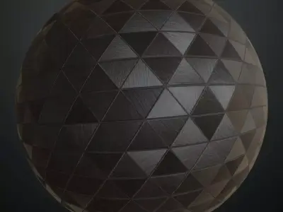 Dark Triangular Wood Mosaic Parquet PBR Texture