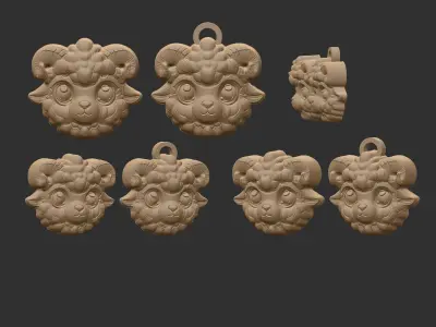 cute little ram head pentant  3D print model